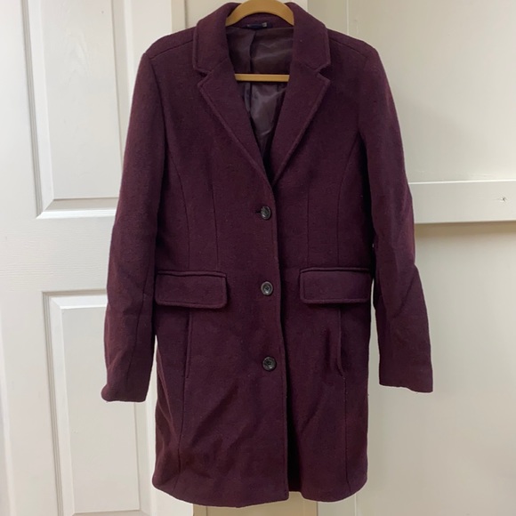 Plum Wool Peacoat - Like New - Picture 2 of 8